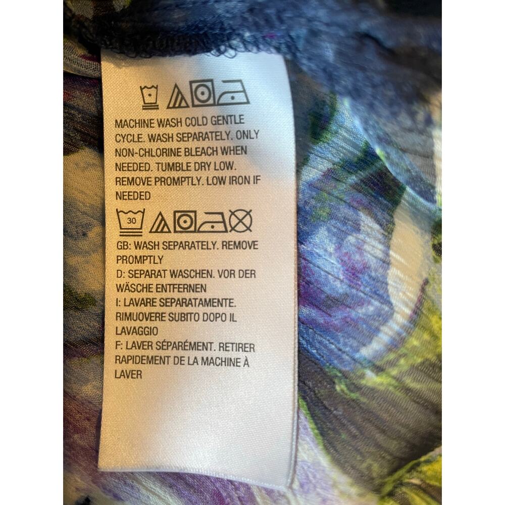 Susan Graver Sheer Floral Tunic Top Sz M Long Sleeves Pintucks Cottagecore - Picture 11 of 14